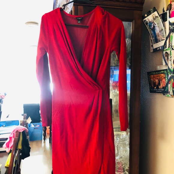 Ann Taylor Dresses & Skirts - Ann Taylor Red Wrap Dress SZ 0 NWOT EUC